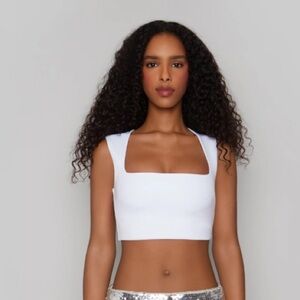 NWT Danielle Guizio Celestial White Stretch Top